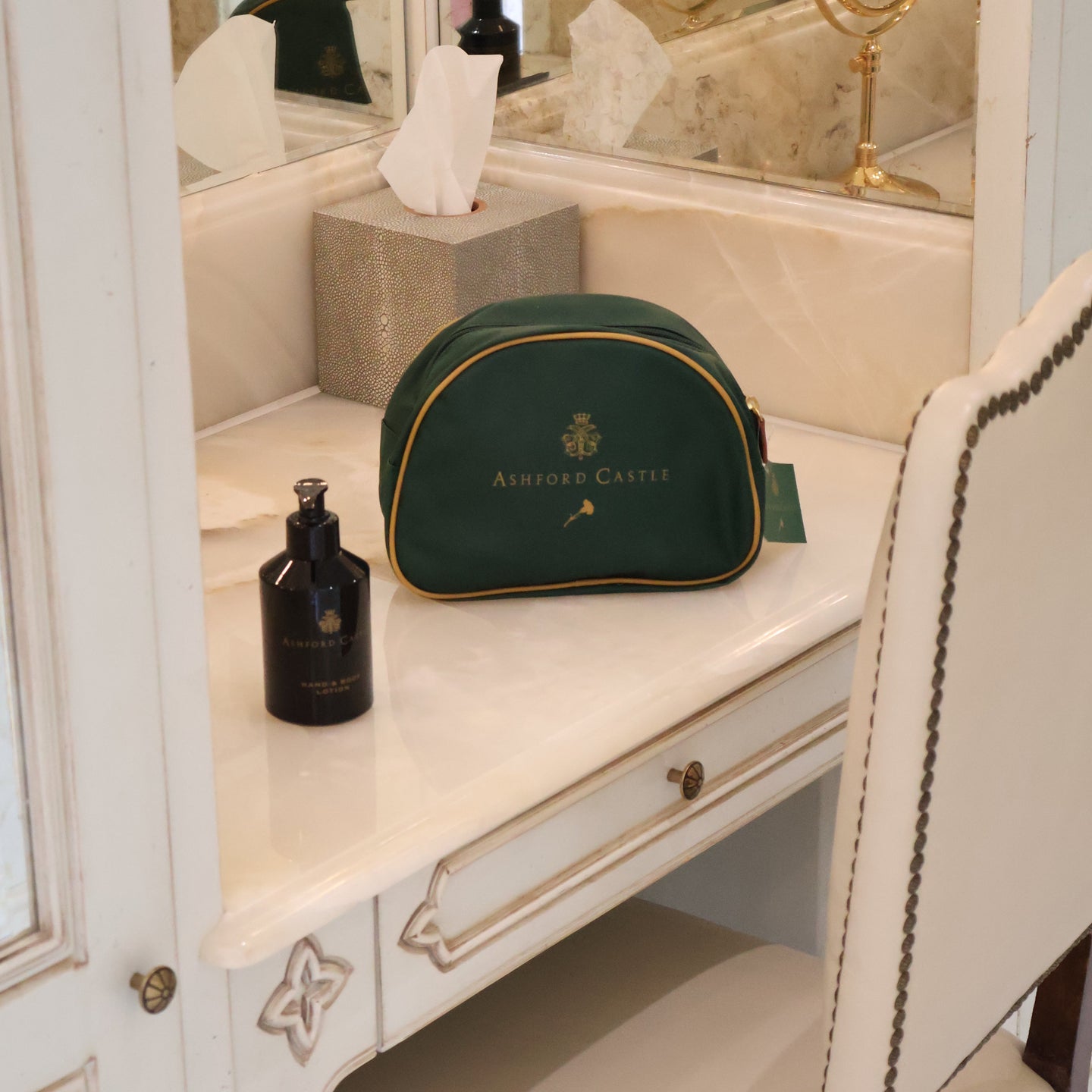 Ashford Castle Green Cosmetic Bag