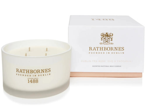 Rathbornes | Dublin Tea Rose, Oud & Patchouli Scented Candle Mrs Tea's Boutique and Bakery