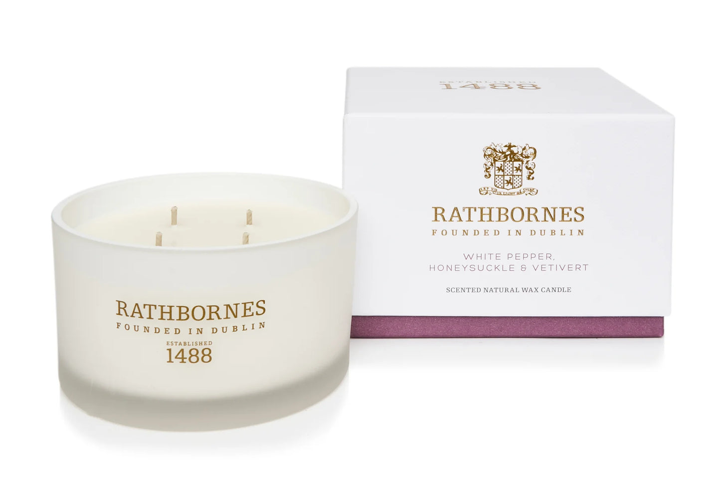 Rathbornes | White Pepper, Honeysuckle & Vertivert Scented Candle Mrs Tea's Boutique and Bakery