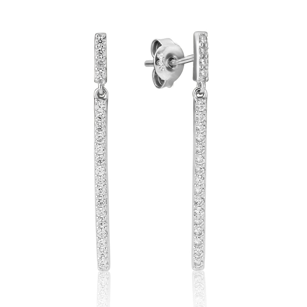WATERFORD CRYSTAL WHITE CUBIC ZIRCONIA STRAIGHT LINE DROPS EARRINGS