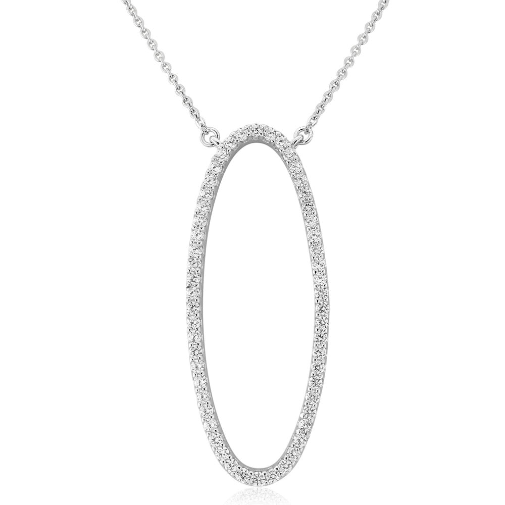 WATERFORD CRYSTAL WHITE LARGE OPEN OVAL CUBIC ZIRCONIA PENDANT