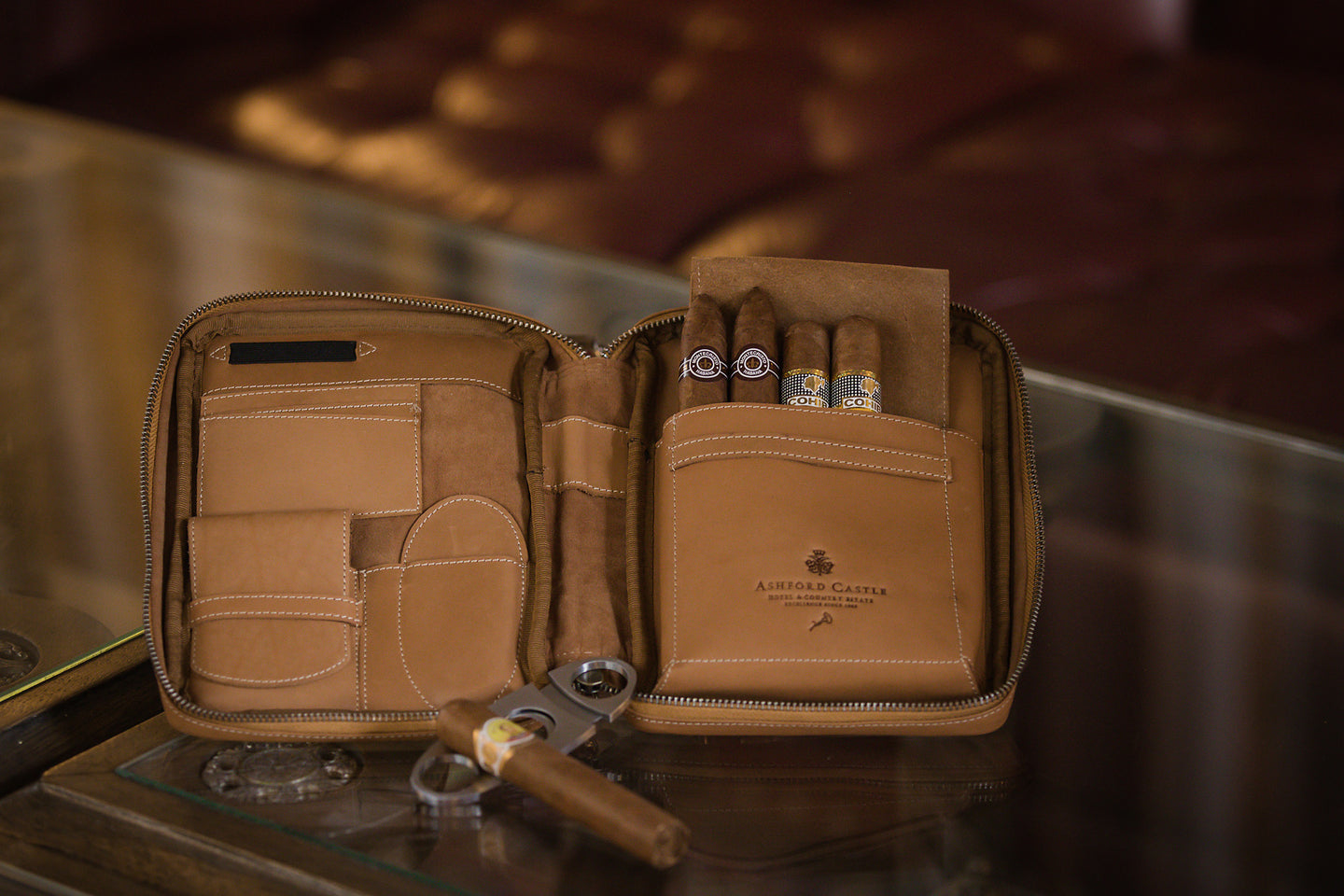 Ashford Castle Leather Cigar Case with Cutter Ashford Castle Boutique