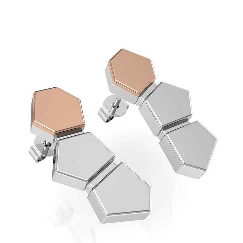 House Of Lor -  CARIC Stud Earrings in Sterling Silver and Irish Gold