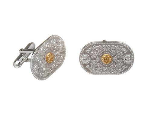 House Of Lor - ARDA (20mm) Sterling Silver Cuff Links with Rare Irish Gold Bosses Ashford Castle Boutique