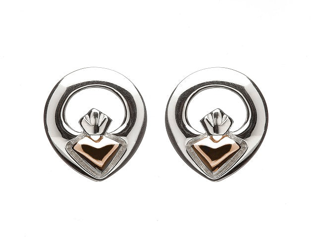 House Of Lor - CLADDAGH Stud Earrings in Sterling Silver & Rose gold Ashford Castle Boutique
