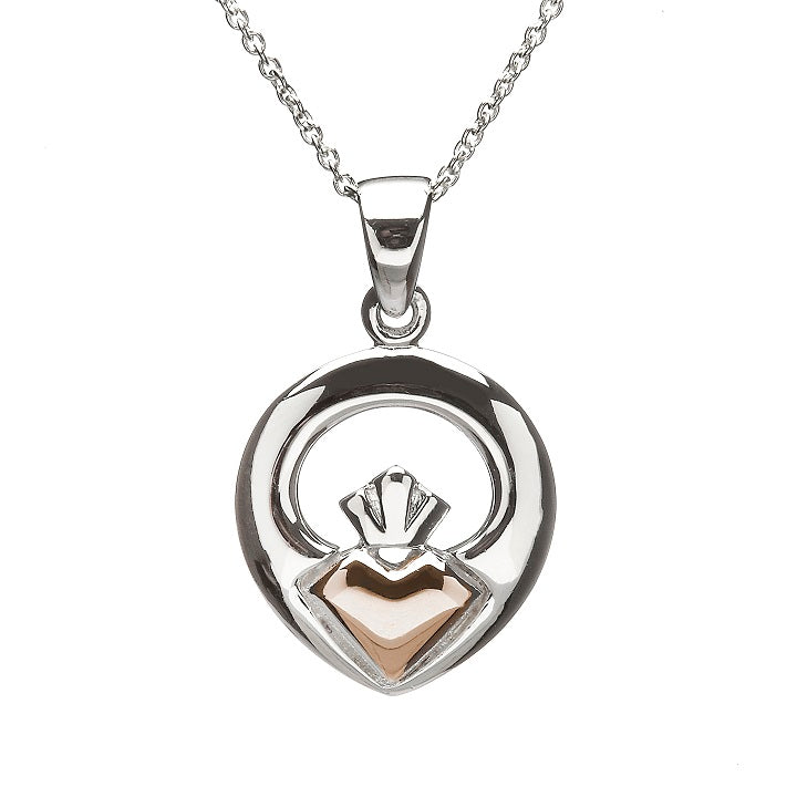 House Of Lor - CLADDAGH Pendant in Sterling Silver & Rose gold