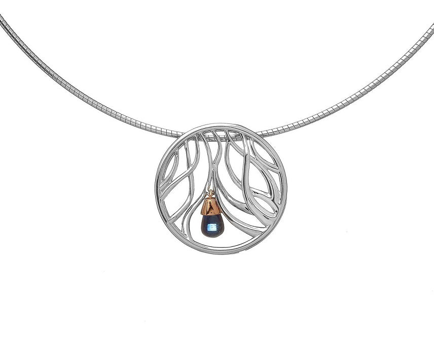 House Of Lor - WISHING TREE Pendant In Sterling Silver And Irish Gold With A Corundum Sapphire Ashford Castle Boutique